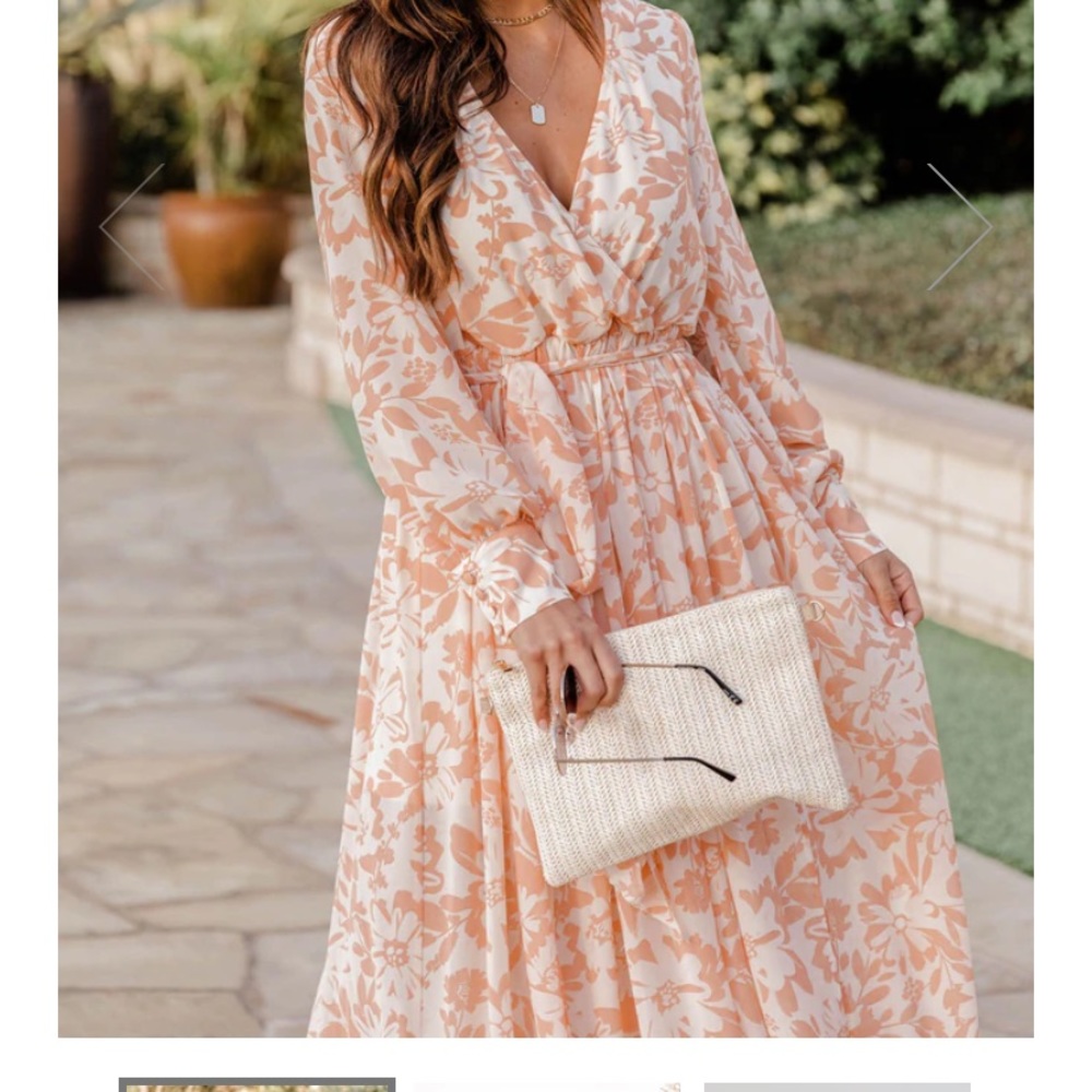 Worn ONCE. True to size. Peach floral maxi dress